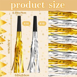 36 Pieces Gold Silver Noise Makers for Adults Kids Party Horns and Blowers Noisemakers Squawkers for Birthday Christmas Sporting Events New Years Eve Party Supplies 2024