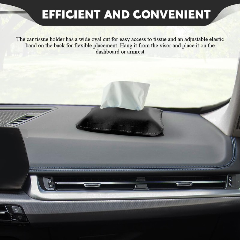 Lyxheth Car Tissue Holder, Tissue Box for Car, PU Leather