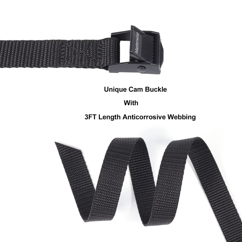 Masterwise Lashing Strap with Cam Buckles, Cinch Strap with Adjustable