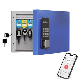 WeHere 16-Key Smart Key Lock Box with Key Management App(Track Key Borrow/Return), Keypad, Bluetooth & WiFi Unlock (Sold Separately), Wall-Mount Commercial Key Cabinet for School, Rental, Office