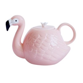 JointVictory 34 oz Flamingo Teapot - Pink Flamingo Themed Choice for Women Small Porcelain Tea Pot - Microwave and Dishwasher Safe (Teapot)