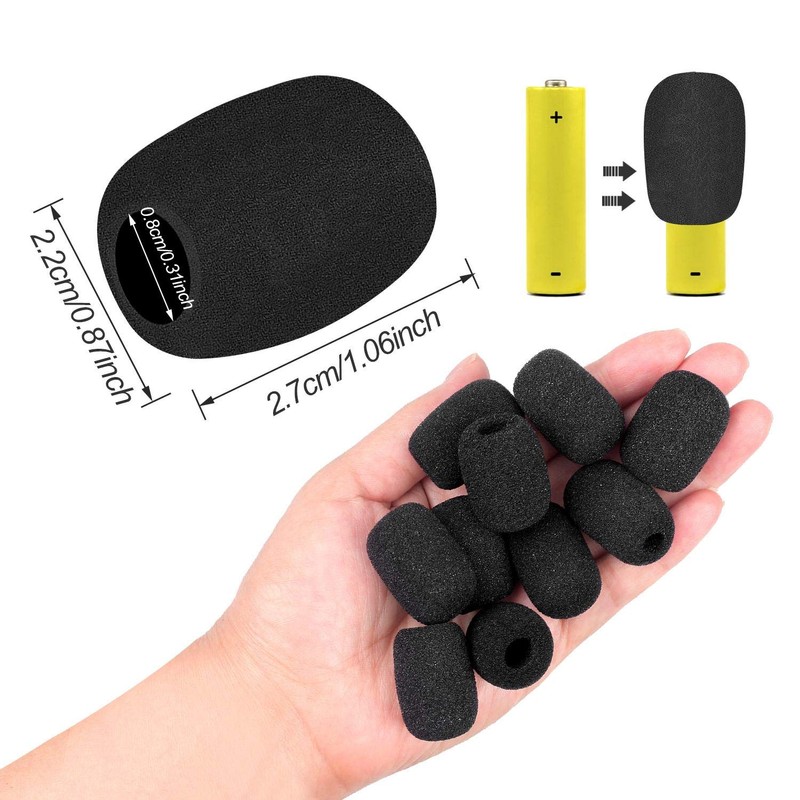 Phinus 10 Pack Lapel Microphone Windscreen, Headset Windscreen, Mic Foam