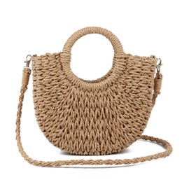 Oweisong Straw Beach bags for Women Vacation Essentials Summer Large Basket Tote Bag Handmade Woven Top Handle Handbag