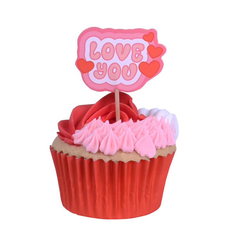 PME Valentines Cupcake Toppers - Retro Valentine (Pack of 24)