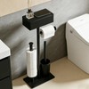 Freestanding Toilet Paper Holder Stand with Shelf for 7 Rolls,