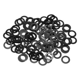 sourcing map 120Pcs M5 Nylon Flat Washers Plain Washer 10mm ID 10mm OD 0.3mm Thick Plastic Spacers for Screws Bolts Garden Faucet Plumbing Repair, Black