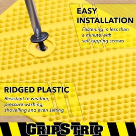 GripStrip Stair Treads for Wooden Steps, Non Slip Stair Grips for Outdoor or Indoor Use, Screw Down | Weather Resistant | Anti Slip Step Treads for Safety - Yellow, 2 Pack, 15"x3.25"