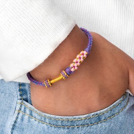 Angyape To My Granddaughter A Link That Can Never Be Undone Peach Blossom Bracelet, Granddaughter Bracelet from Grandma Adjustable Braided Bracelets for Women Jewelry(Purple)