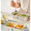Ceramic Lunch Box with Compartment, Lunch Box with Lid, White