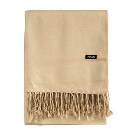 Bovari Pashmina Scarf Made of Premium Viscose - Soft Like Cashmere - Shiny Like Silk - 200 x 70 cm XL Women's Scarf, camel