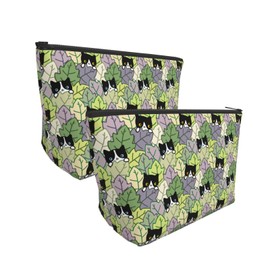 YOULEEJOY funny cat plant leaf cute Trapezoid portable makeup storage bag women's toiletry bag travel storage suitable for women holiday gifts