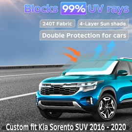 Sun Shade Sunshade for Kia Seltos 2021-2024 Windshield Cover, 2-Layers Sun Shield 240T Silver Sun Visor Foldable Front Window Shade Blocks UV Rays Car Accessories