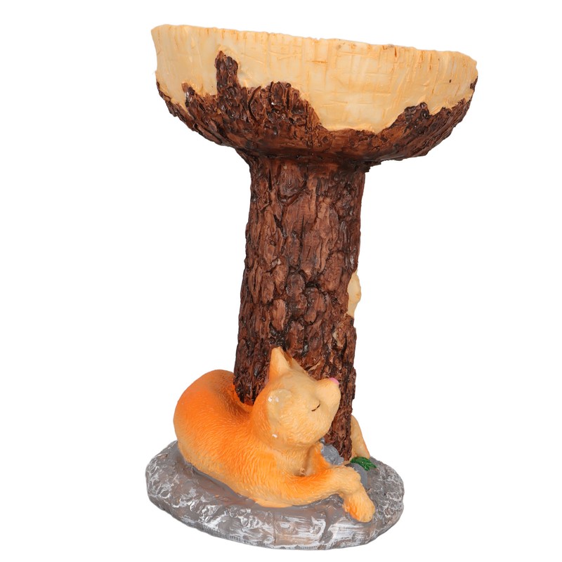 Cat Bird Bath Statue Durable Resin Bird Bath Bowl Exquisite