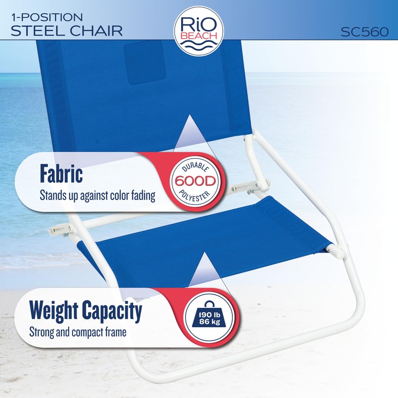 Rio Beach Wave 1-Position Beach Folding Sand Chair, Bright Stripes