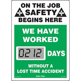 AccuformNMC Mini Digi-Day Battery Powered Electronic Safety Scoreboard SCL212, Tracks Days Without A Lost Time Accident, 14”L x 10”W x 1”D, Bright LCD Display, Made in USA