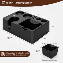 Vsgaalge Espresso Tamping Station, Detachable Espresso Knock Box and Tamp Station, 10 in 1 Espresso Organizer Fits 51, 54, 58MM Espresso Tamper