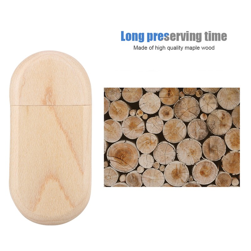 Oval Maple Wooden Shell USB 3.0 Flash Memory Drive Storage