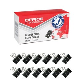 Office Products Foldback-Klammern 41 mm / 12 Stück/aus Metall/Schwarz/Silber/Unempfindlich Gegen Verformung/Büroklammern Papierklammern