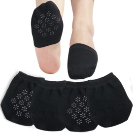 Toe Topper Socks No Show Liner Half Socks for Women Seamless Grip Non Slip Socks Hidden Toe Covers Socks for Mule Invisible Footies 4 Pairs Black