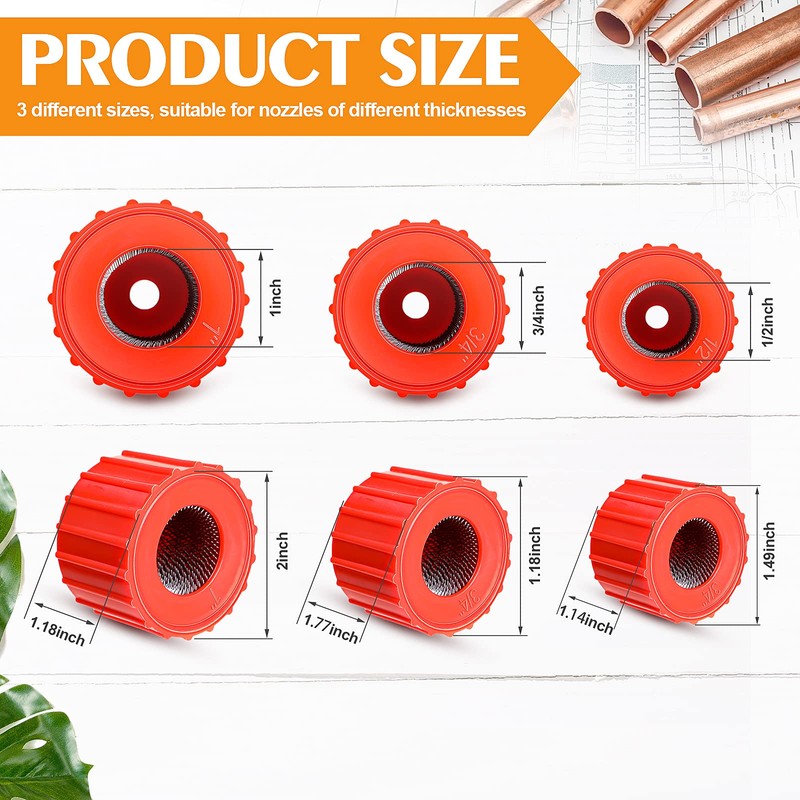 6 Pieces Copper Pipe Cleaners Include 1/2 Inch, 3/4 Inch,