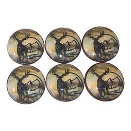 Twisted R Design Deer Cabinet Knobs, Knobs for Kitchen Cabinets & Drawers, Matching Cabinet Knobs & Pulls, 1.5" Round Dresser Knobs (Set of 6 Standing Buck)