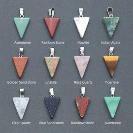 LE SKY 20 colgantes de piedra natural en forma de triángulo, piedras de ágata de vidrio curativo surtidas, para hacer joyas, collares, aretes, no conocido