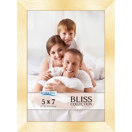 Icona Bay - 5x7 Gold Picture Frame - Modern Style Engineered Wood Frame - Table Top or Wall Mount - Bliss Collection