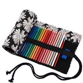 Amoyie Canvas Pencil Bag Hand Roll Up Pencil Organiser Bag Pencil Wrap for 36 Colored Pencil