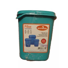 Pilot Food Storage Containers.  Set of 3 pieces  Aqua/Green colo BPA Free #77734