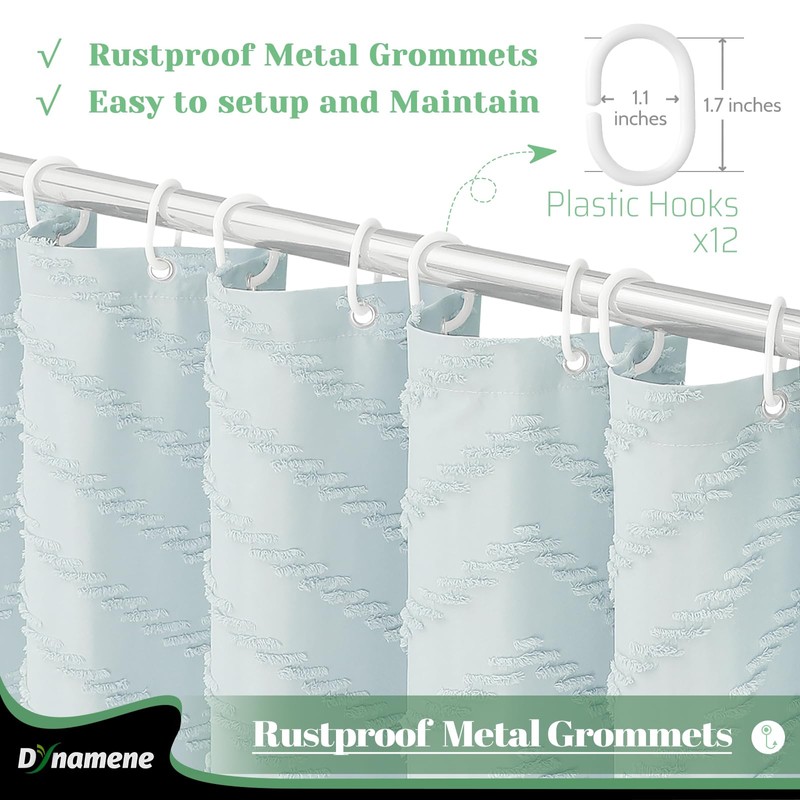 Dynamene Extra Long Shower Curtains, 96 Inch Long Boho Tufted
