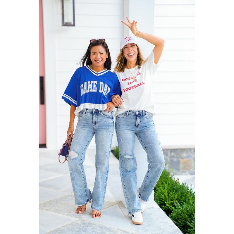 Judy Blue High Rise Light Mineral Wash Distressed 90's Straight