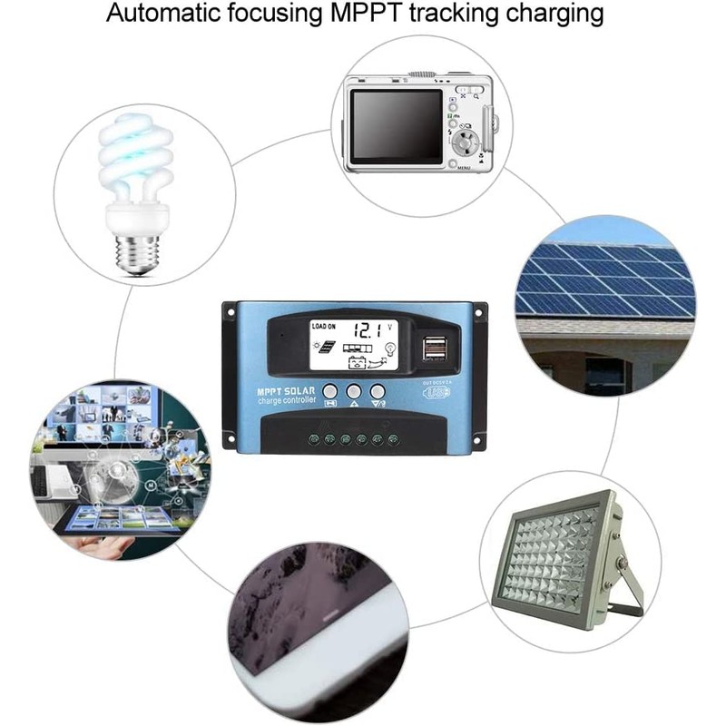 100A MPPT Solar Charge Controller 12v/24v Current Auto Focus MPPT