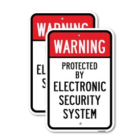 (2 Pack) Warning Protected by Electronic Security System Si | 18-Inch x 24-Inch Aluminum Parking Sign | Heavy Gauge, Rust Free Metal, Weatherproof, UV Protected & Fade Resistant