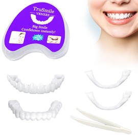 2 Paare Prothesen Gefälschte Zähne, Lächeln Zähne Furniere,Komfort Sofortige Kosmetische Veneers Zähne Oben und Unten,Falsche Künstliche Temporäre Zahnspange,für Männer Frauen