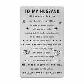 Valentines Day Card for Husband, I Love You Husband Gifts from Wife, Engraved Metal Card, Romantic Gifts for Anniversary Husband Him