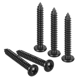 TA-VIGOR 100Pcs Self Tapping Screws, M4 Phillips Pan Head Screw, 30mm Round Head Tapping Screws, Stainless Steel Machine Wood Fasteners Bolts for Wood, Drywall, Furniture, Repairing, Black