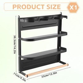 DDETYM Magnetic Cup Storage Organizer Tumbler Holder for Fridge, Cup Holder for 20/30/40 oz Water Bottle Organizer Accessories Cup Storage Rack for Refrigerator & Kitchen,Black