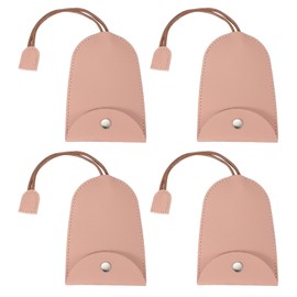 PATIKIL Car Key Case, 4 Pcs PU Leather Key Pouch Key Fob Holder Pull Out Keychain Bag Sleeve with Buckle for Car Home Office Keys, Pink