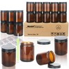 MILIVIXAY 20 Pack 8 OZ Thick Glass Dark Amber Candle