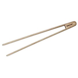 Fackelmann Kitchen Roasting and Frying Meat, Fish and Vegetables, Tongs for Salad and Service, Tongs, Strips, Non-Slip, Paint, 32 x 4.5 cm, 1 Piece, Natural Wood, 32 x 4.5 cm
