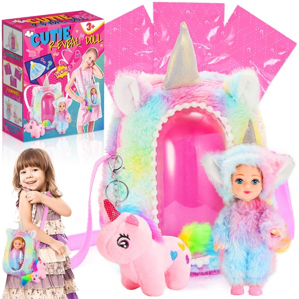 Funblitz Unicorn Gifts for Girls, Christmas Horses Gift Girls 3 4 5 6 7 Years Cutie Reveal Doll Toy from 3-9 Years Girls Games from 3-8 Years Advent Calendar 2023 Children Girls