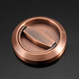 Hdtyyln 1pcs Round Recessed Pull Handle, Recessed Door Knob, Cabinet Round Hidden Handle, Embeded Concealed Brushed Stainless Steel Handle for Modern Bedroom Door Drawer Wardrobe (Red Copper)