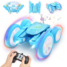 Remote Control Car, 360° Rotatable RC Stunt Car for Kids with LED Light and Music, 4WD 2.4GHz Radio Controlled RC Stunt Car with Rotate and Flip Function, for Kids 6 7 8 9 12 Years