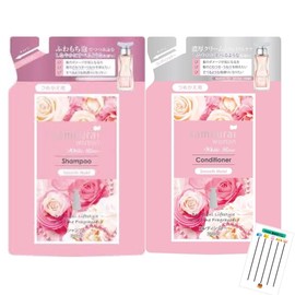 Samourai Woman Shampoo Conditioner Refill Set, 11.8 fl oz (350 ml) Each + Chabel Lottery (White Rose, Smooth Moist, Shampoo & Conditioner Set of 1 each)