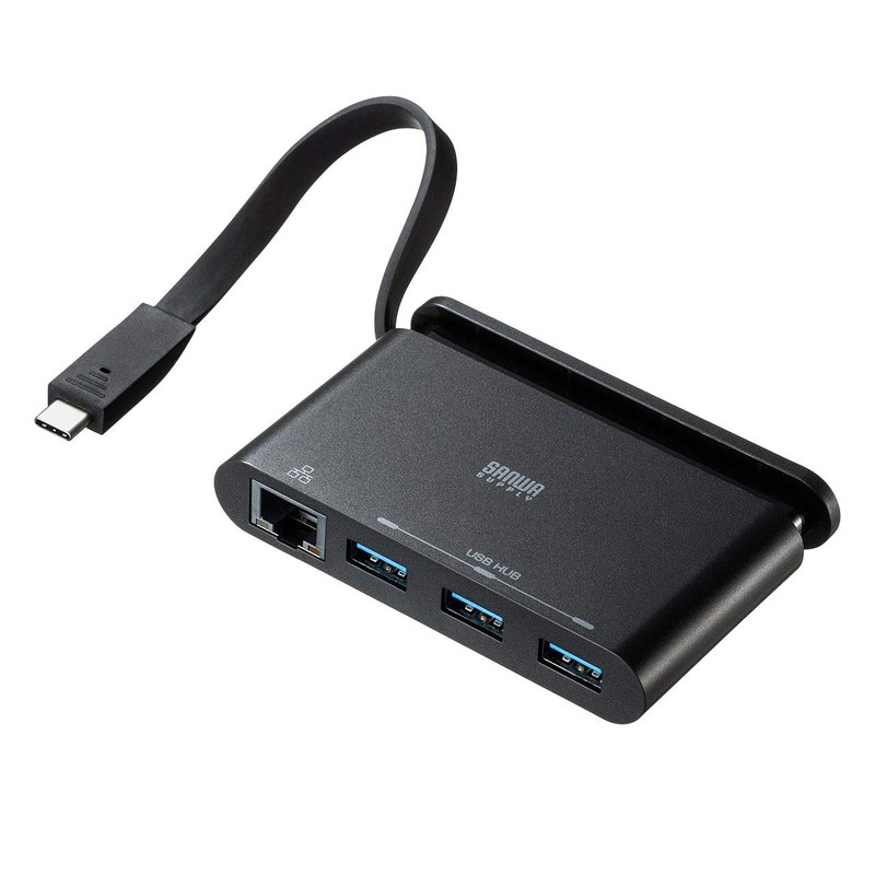 sanwasapurai LAN Adapter with USB Type-C Hub USB – 3tch10bk