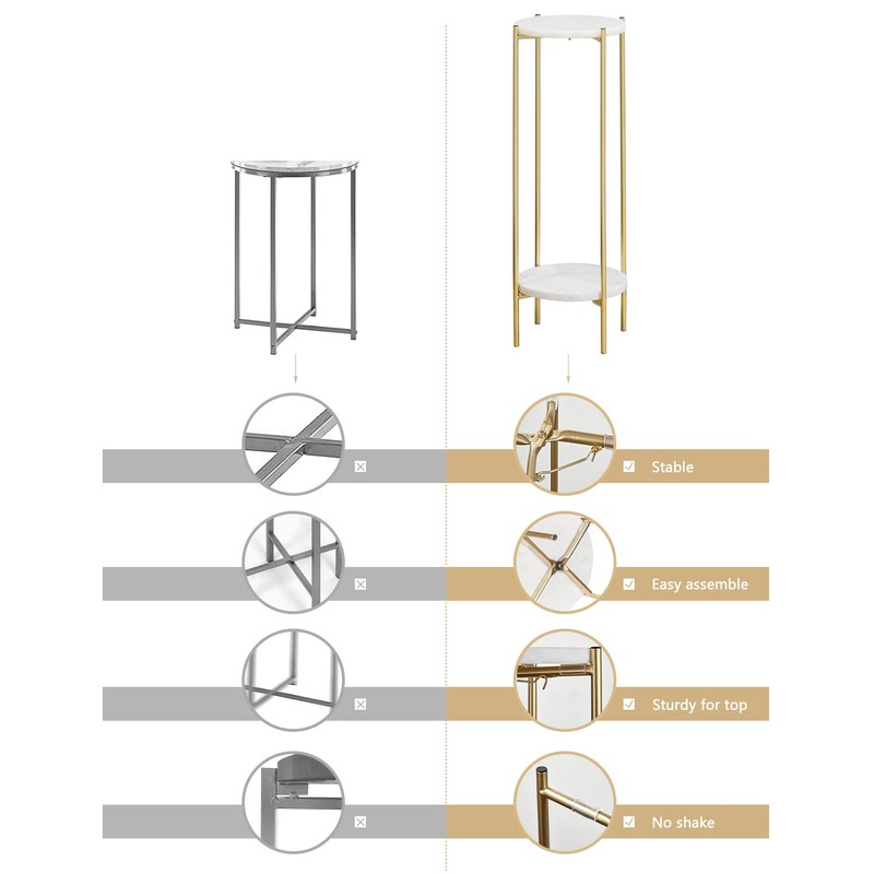 ALPOME Gold Plant Stand Indoor Tall - 2 Tier White