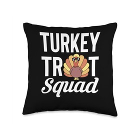 Turkey Trot Squad Running Thanksgiving Throw Pillow