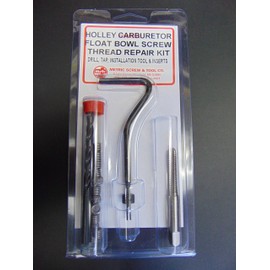 Holley Carburetor Fuel Float Bowl Screw, HELICOIL Style Thread Repair KIT & Drill