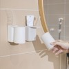 歯ブラシセット カップラックコップ 付き マグネットコップ 洗面所 収納 水垢防止防塵 創造性 歯磨き粉カップ スタンド(ホワイト)