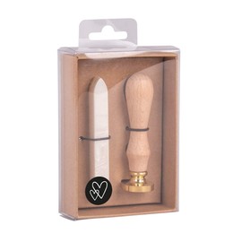 Rayher 29208103 Seal Set Hearts, 2.5 cm Diameter, White Metallic, 1 Stamp, 1 Wax Approx. 12 g, SB-Box 1 Set